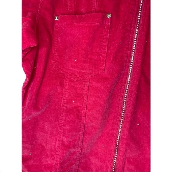 Vintage Quacker Factory Barbie Pink Rhinestone Zip Up Jacket Corduroy Small - Picture 6 of 14